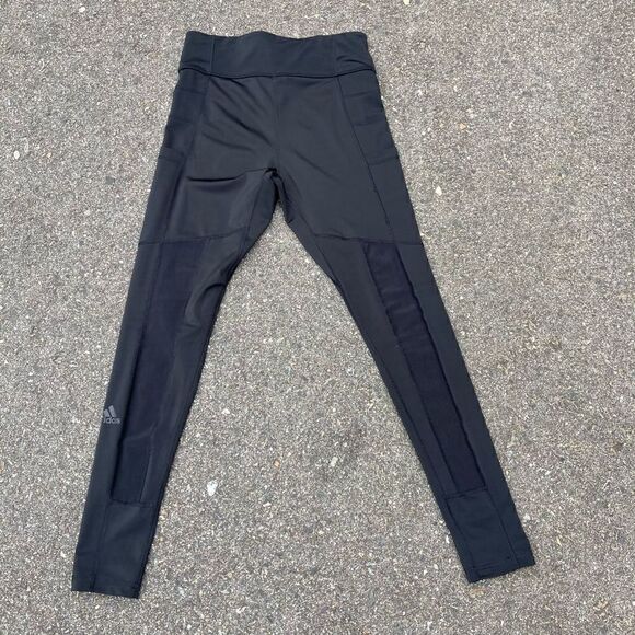 Adidas Black Leggings Activewear Performance Tight Mesh Cut Outs Women’s Medium - Picture 6 of 10
